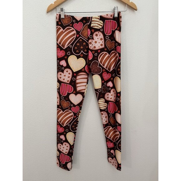 PINEAPPLE CLOTHING Heart leggings valentines day junior size 12/13 EUC athletic - Picture 1 of 7